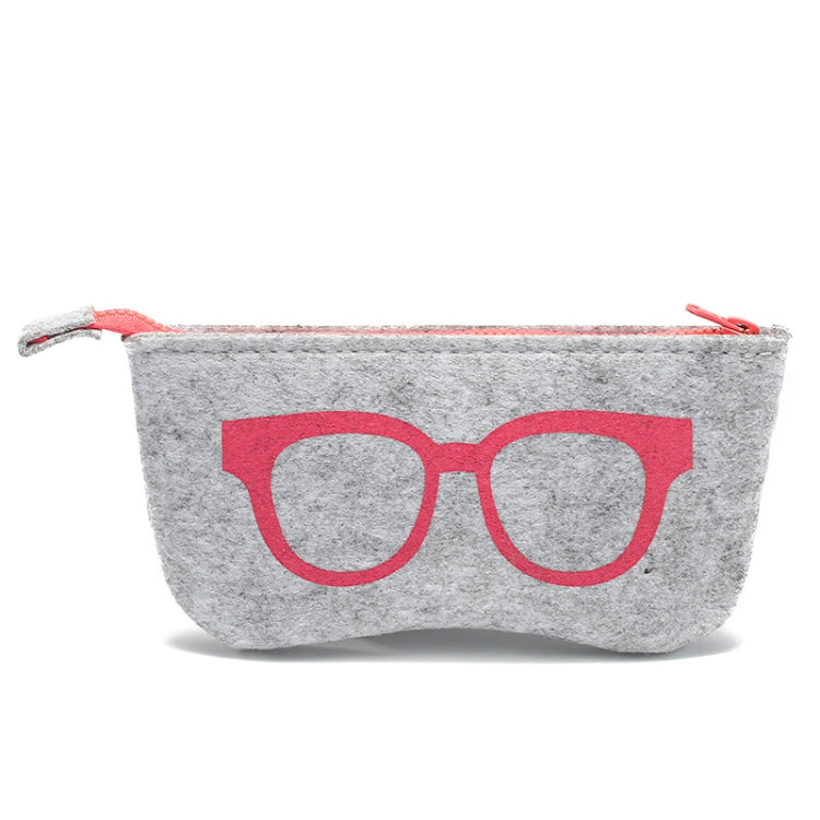 Glasses Pattern Felt Protective Zipper Case for Sunglasses / Glasses