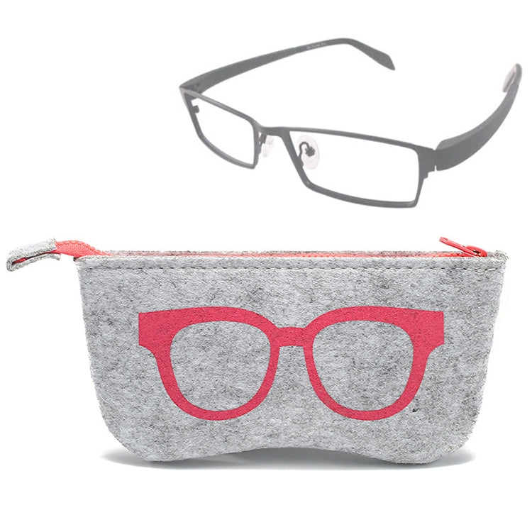Glasses Pattern Felt Protective Zipper Case for Sunglasses / Glasses