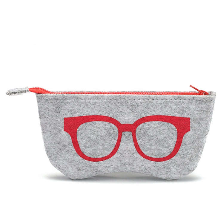 Glasses Pattern Felt Protective Zipper Case for Sunglasses / Glasses