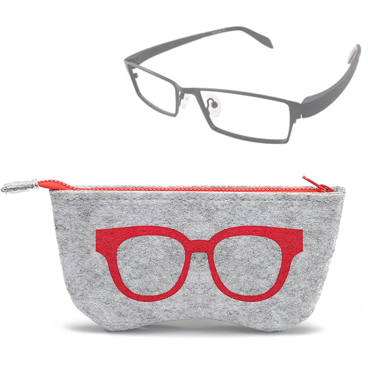 Glasses Pattern Felt Protective Zipper Case for Sunglasses / Glasses