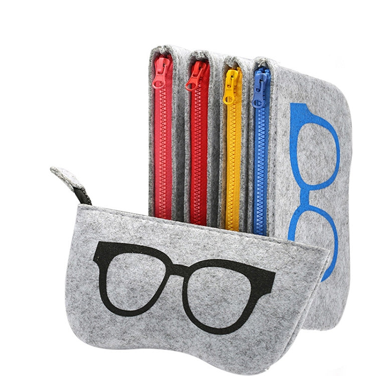 Glasses Pattern Felt Protective Zipper Case for Sunglasses / Glasses
