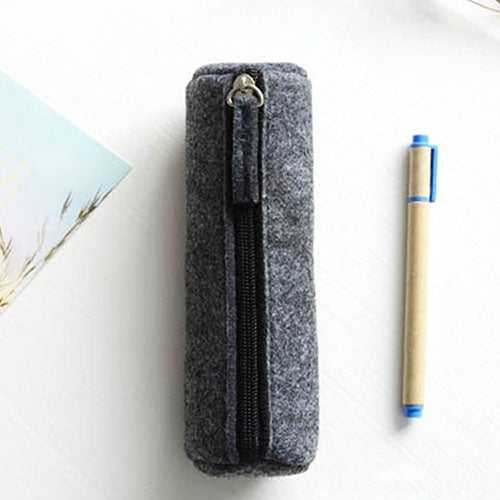 School Stationery Office Supply Pen Pencil Round Felt Case Bag