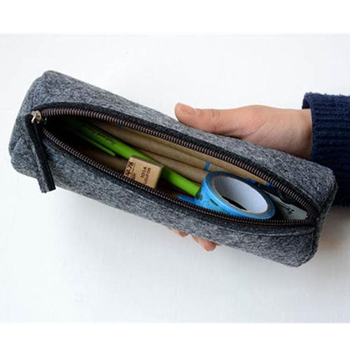 School Stationery Office Supply Pen Pencil Round Felt Case Bag