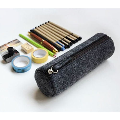 School Stationery Office Supply Pen Pencil Round Felt Case Bag