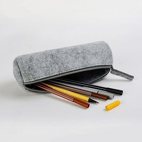 School Stationery Office Supply Pen Pencil Round Felt Case Bag