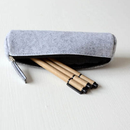 School Stationery Office Supply Pen Pencil Round Felt Case Bag