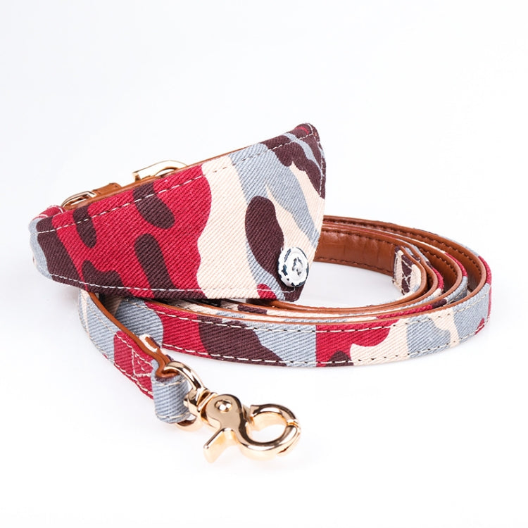 Pet Cat Dog Adjustable Collar Neck Scarf Triangular Bandage Bandana and Leash, Size:1.3 * 42cm(Colour)