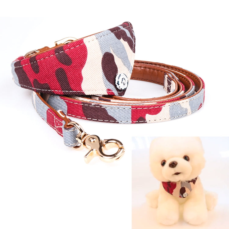 Pet Cat Dog Adjustable Collar Neck Scarf Triangular Bandage Bandana and Leash, Size:1.3 * 42cm(Colour)