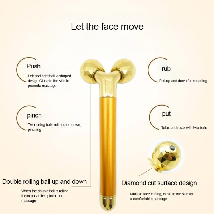 3D-24K V-shaped Thin Tighten Facial Massager (6000 Vibrations/1 min)(Gold)