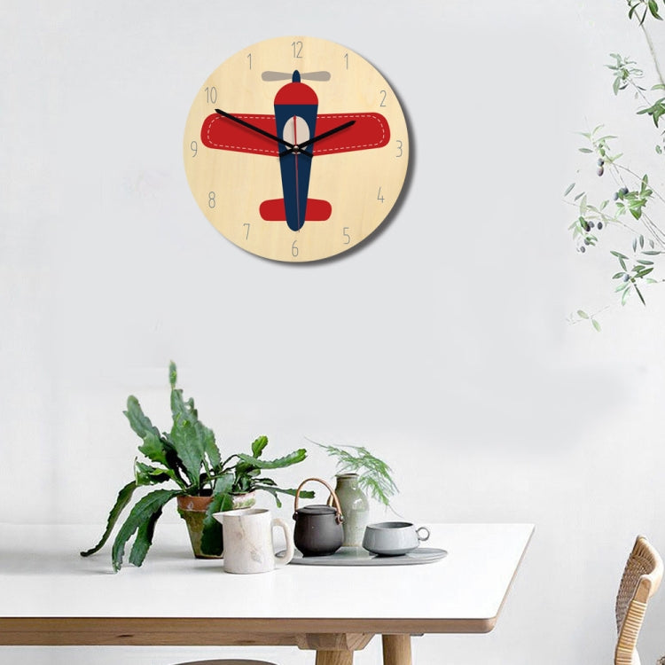 Airplane Pattern Home Office Bedroom Decoration Wooden Mute Wall Clockï¼ŒSize : 28cm