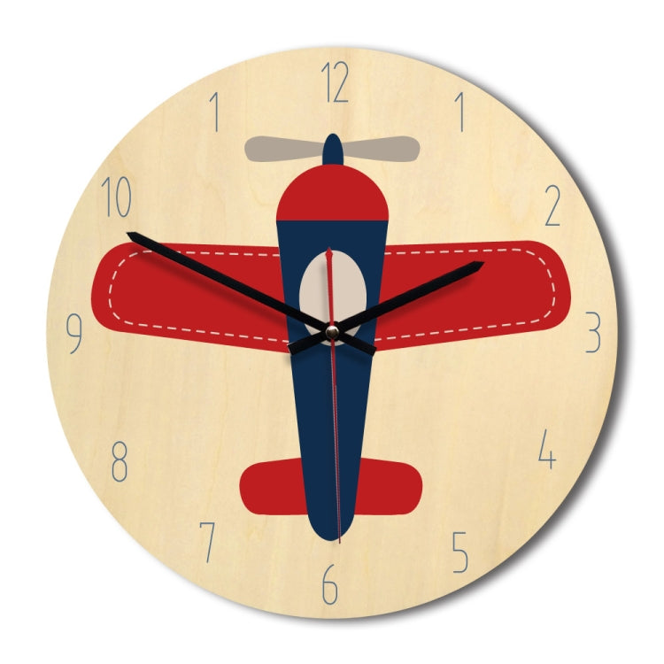 Airplane Pattern Home Office Bedroom Decoration Wooden Mute Wall Clockï¼ŒSize : 28cm