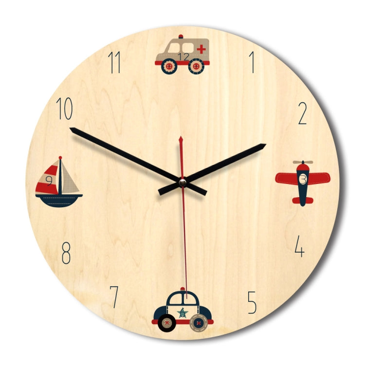 Vehicle Pattern Home Office Bedroom Decoration Wooden Mute Wall Clockï¼ŒSize : 28cm