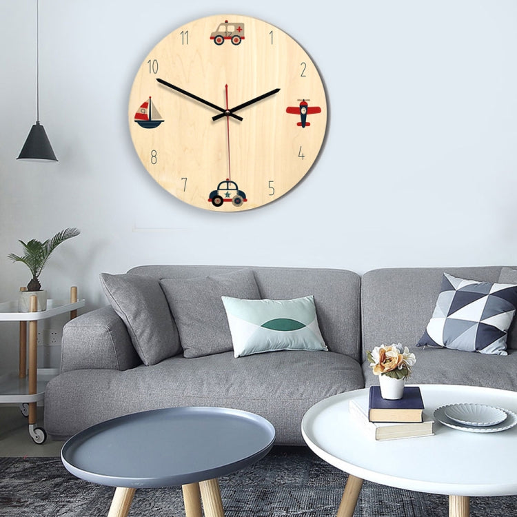 Vehicle Pattern Home Office Bedroom Decoration Wooden Mute Wall Clockï¼ŒSize : 28cm