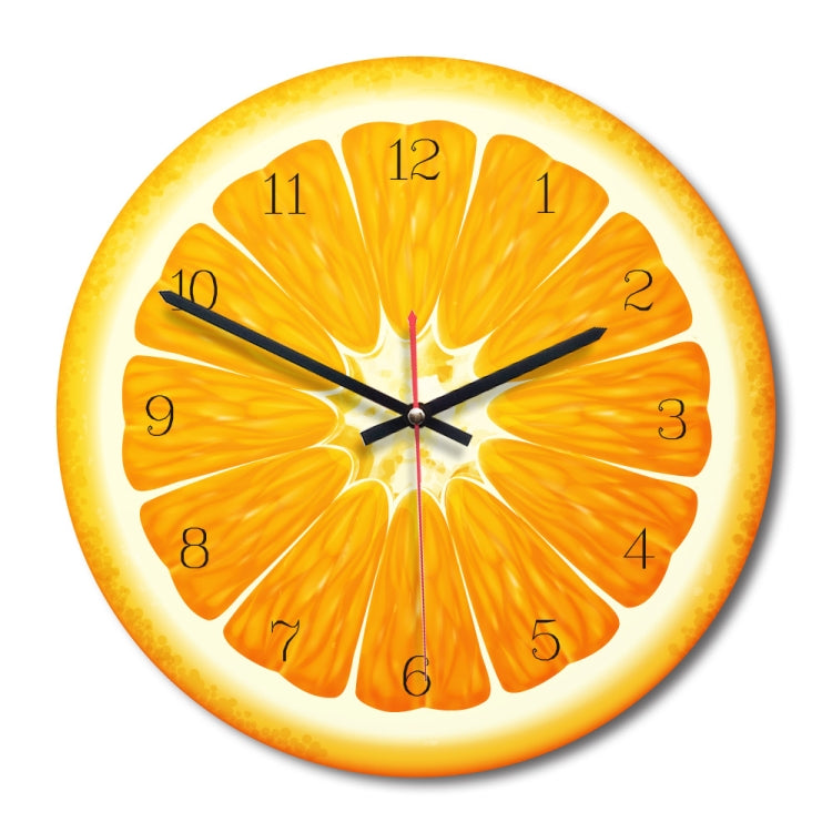 Fruit Orange Pattern Home Office Bedroom Decoration Acrylic Mute Wall Clock, Size : 28cm
