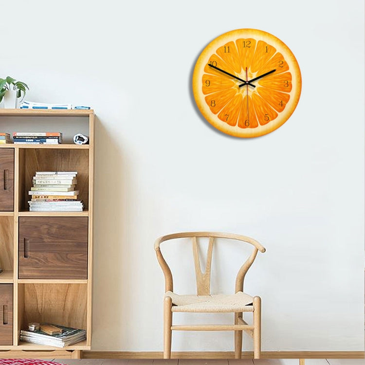 Fruit Orange Pattern Home Office Bedroom Decoration Acrylic Mute Wall Clock, Size : 28cm