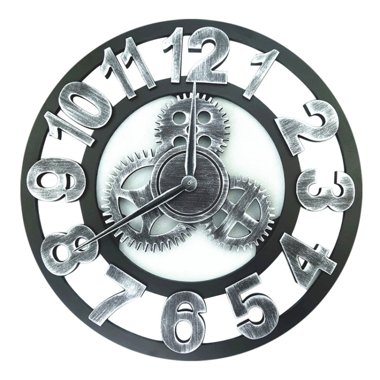 Retro Wooden Round Single-sided Gear Clock Number Wall Clock, Diameter: 80cm