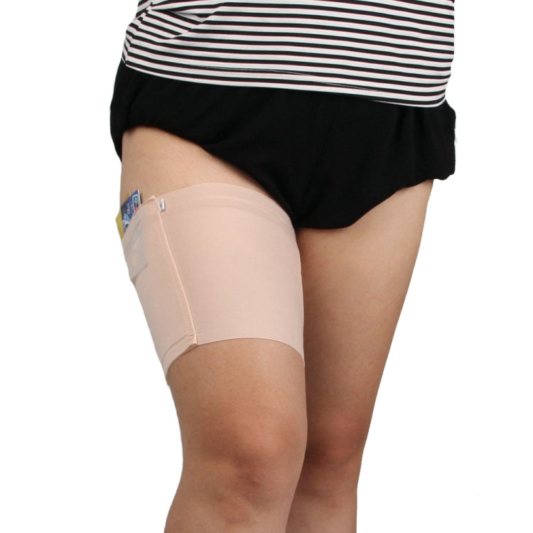 Women Solid Color Silicone Antiskid Non-slip Thigh Sock Anti Chafing Elastic Bands with Card Mobile Phone Bag, Size: 55-60cm