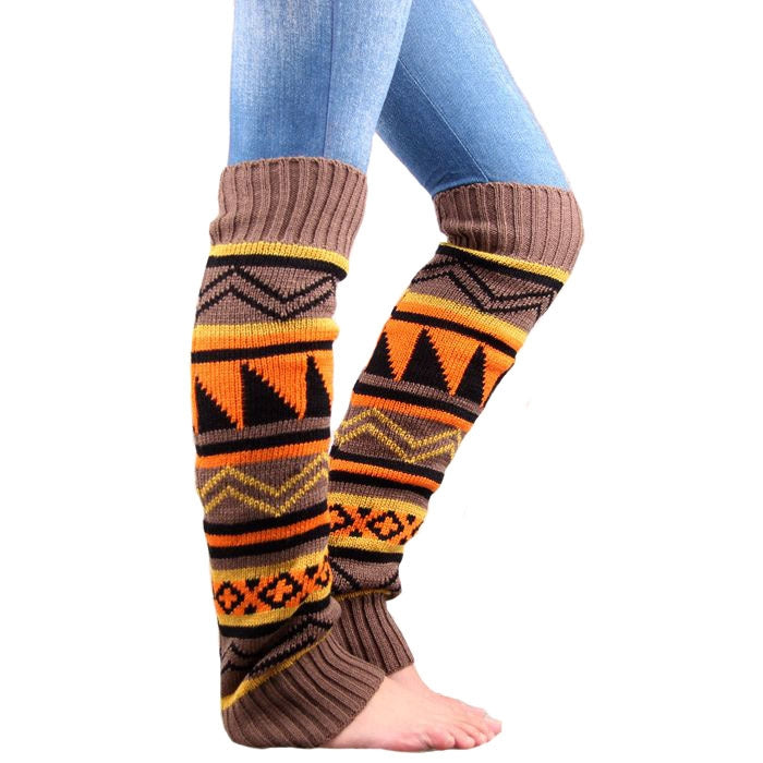 Winter Camouflage Bohemian Thickening Wool Pile Socks Lady Knee-high Thermal Boot Cover(Khaki)