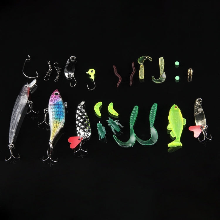 23 in 1 Fishing Lure Set with 2 Hard Bait & 3 Sequins Lures & 11 Soft Lures & 2 Hooks & 1 Fishing Sinker & 2 Luminous Beads & 2 Ring Pins