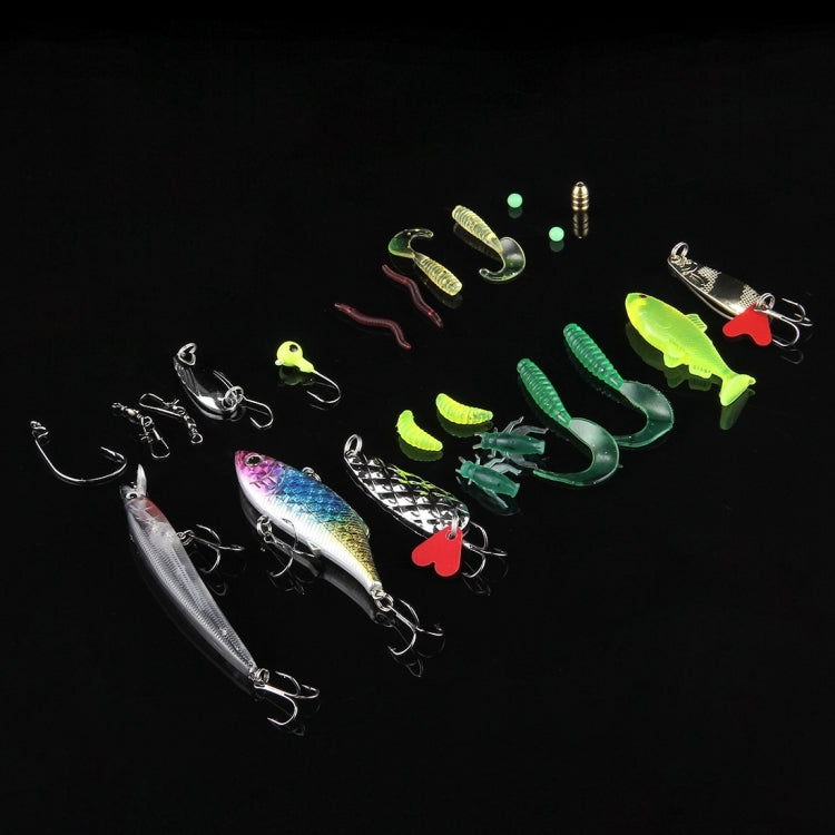 23 in 1 Fishing Lure Set with 2 Hard Bait & 3 Sequins Lures & 11 Soft Lures & 2 Hooks & 1 Fishing Sinker & 2 Luminous Beads & 2 Ring Pins