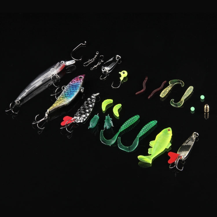 23 in 1 Fishing Lure Set with 2 Hard Bait & 3 Sequins Lures & 11 Soft Lures & 2 Hooks & 1 Fishing Sinker & 2 Luminous Beads & 2 Ring Pins