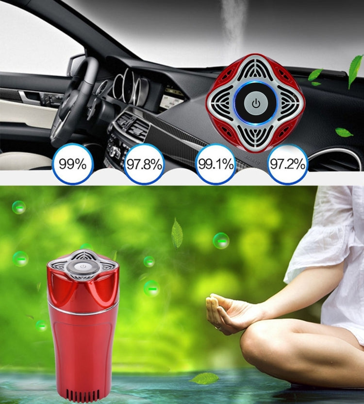 K386 Aromatherapy Ionizer Oxygen Air Purifier with Car Charger for Home / Office / Car(Red)