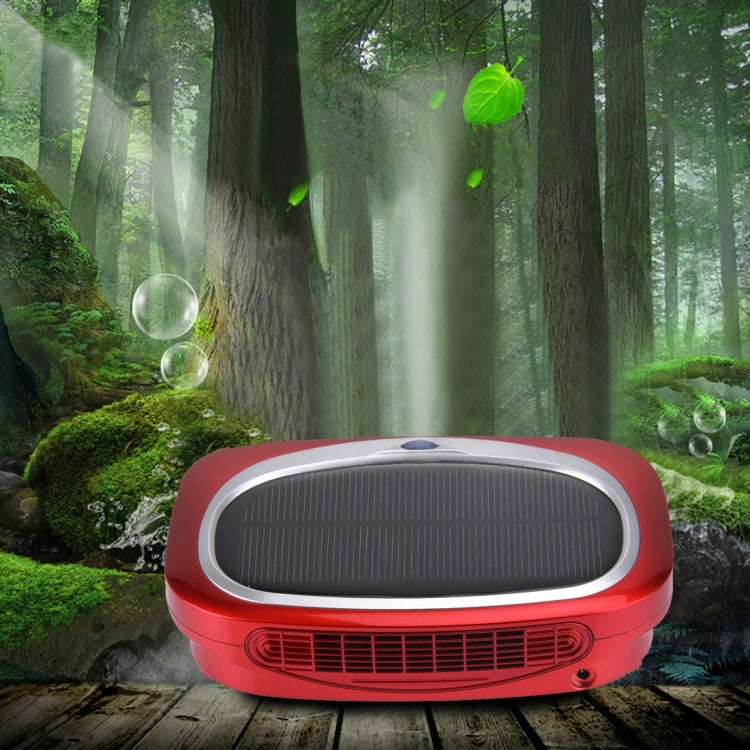 N368 Ozone & Ion Air Purifier with Car Charger & Solar Panel for Home / Office / Car, US / EU Plug(Red)