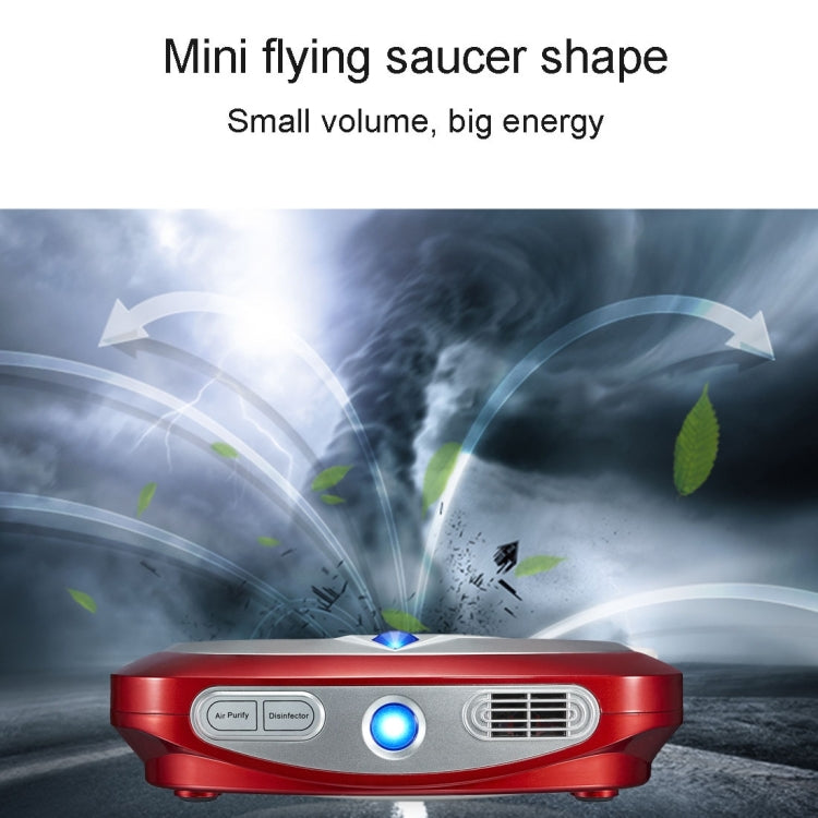 N368 Ozone & Ion Air Purifier with Car Charger & Solar Panel for Home / Office / Car, US / EU Plug(Red)