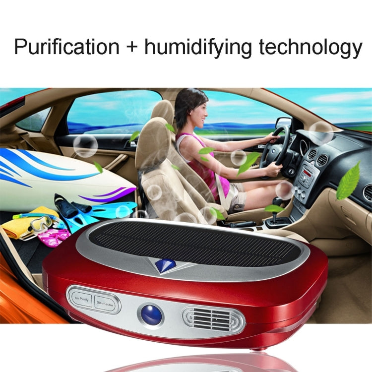 N368 Ozone & Ion Air Purifier with Car Charger & Solar Panel for Home / Office / Car, US / EU Plug(Red)