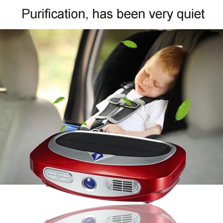 N368 Ozone & Ion Air Purifier with Car Charger & Solar Panel for Home / Office / Car, US / EU Plug(Red)