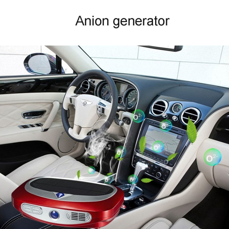 N368 Ozone & Ion Air Purifier with Car Charger & Solar Panel for Home / Office / Car, US / EU Plug(Red)