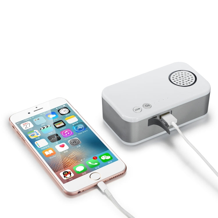 K512 Mini Portable Ozone & Ion Sterilizer for Closet / Room / Car / Vegetable, with Power Bank(White)