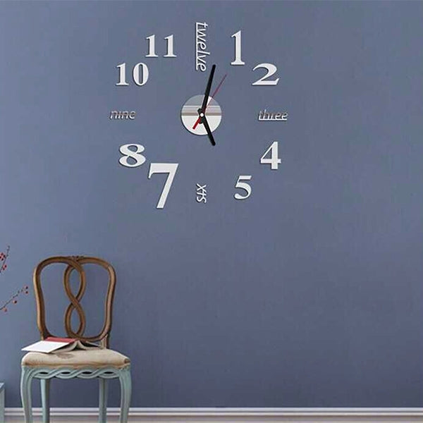 Lovelife WC37130 Acrylic English Digital DIY Stereo Wall Clock Wall Stick Clock