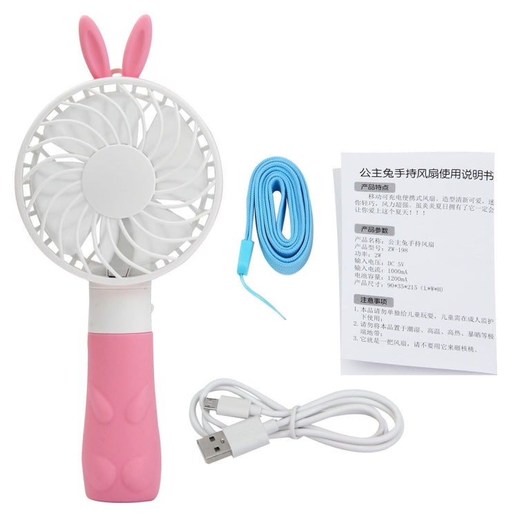 ZW-198 Princess Rabbit Style Mini Rechargeable Hand Held Fan