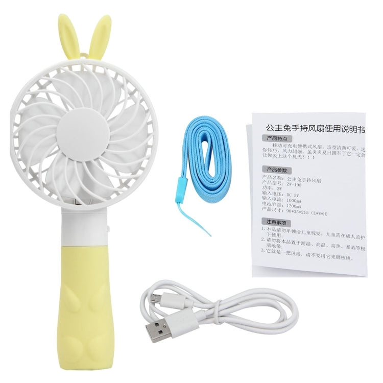 ZW-198 Princess Rabbit Style Mini Rechargeable Hand Held Fan