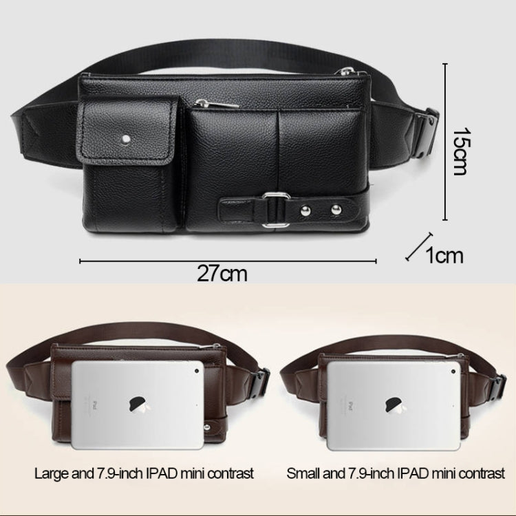 Universal Outdoor Men Shoulder Messenger Bags Retro Men Waist Bag, Size: L (27cm x 15cm x 1cm) (Brown)