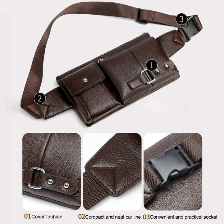 Universal Outdoor Men Shoulder Messenger Bags Retro Men Waist Bag, Size: L (27cm x 15cm x 1cm) (Brown)