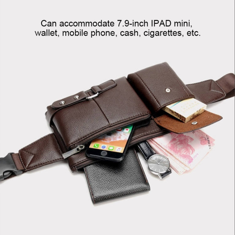 Universal Outdoor Men Shoulder Messenger Bags Retro Men Waist Bag, Size: L (27cm x 15cm x 1cm) (Brown)
