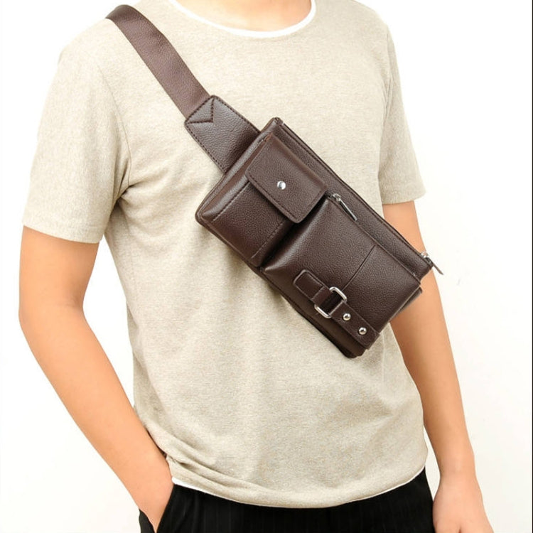 Universal Outdoor Men Shoulder Messenger Bags Retro Men Waist Bag, Size: L (27cm x 15cm x 1cm) (Brown)