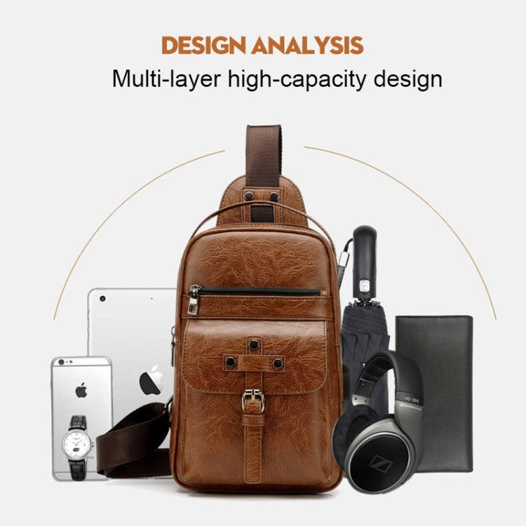 Universal Fashion Casual Outdoor Men Shoulder Messenger Bags Retro Men Waist Bag, Size: S (26cm x 17cm x 5.5cm)(Brown)