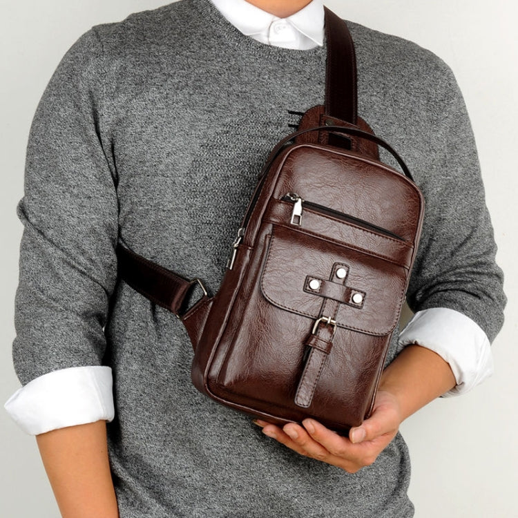 Universal Fashion Casual Outdoor Men Shoulder Messenger Bags Retro Men Waist Bag, Size: S (26cm x 17cm x 5.5cm)(Brown)