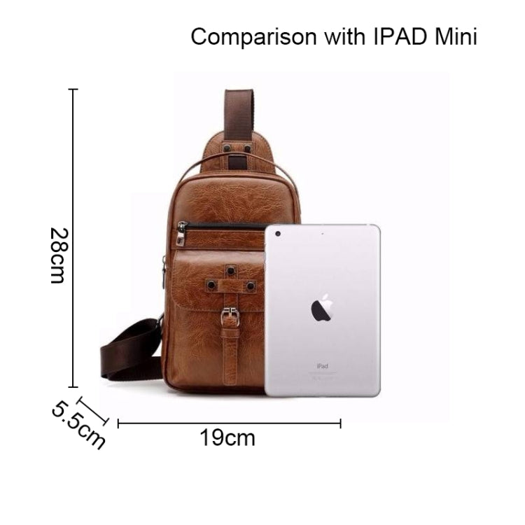 Universal Fashion Casual Outdoor Men Shoulder Messenger Bags Retro Men Waist Bag with Charging Port, Size: L (28cm x 19cm x 5.5cm)(Brown)