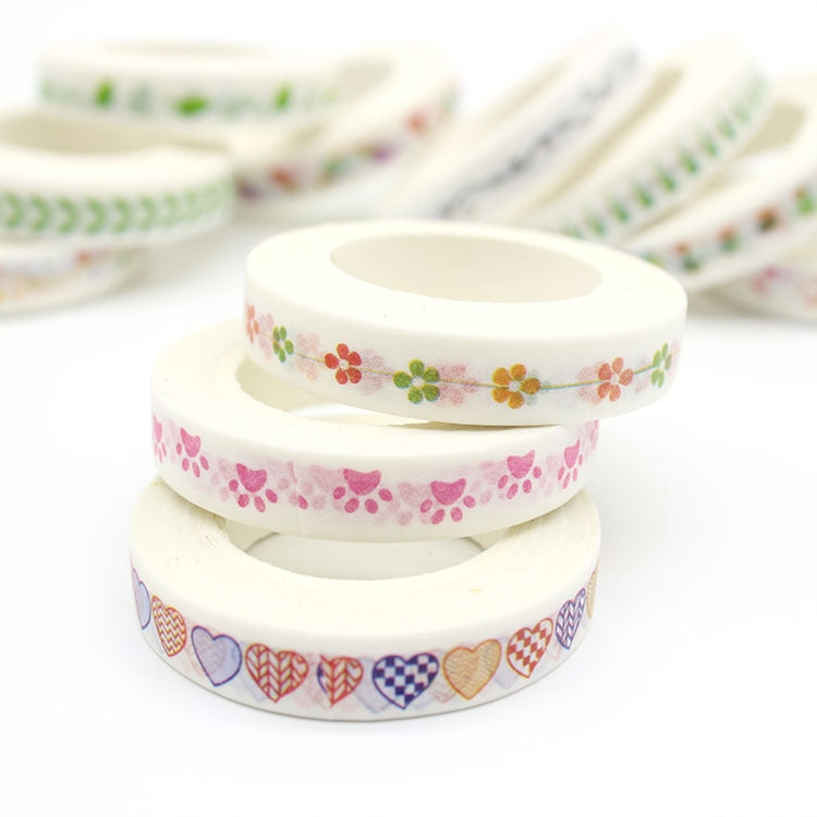 19 PCS 10m Creative Hand Tear Hand Painted Pattern Decorative Tape