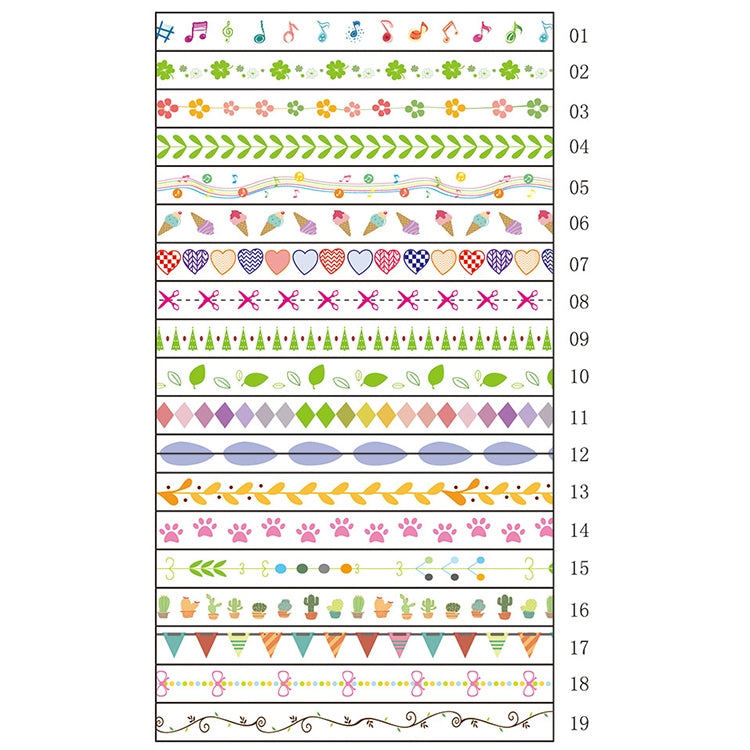 19 PCS 10m Creative Hand Tear Hand Painted Pattern Decorative Tape