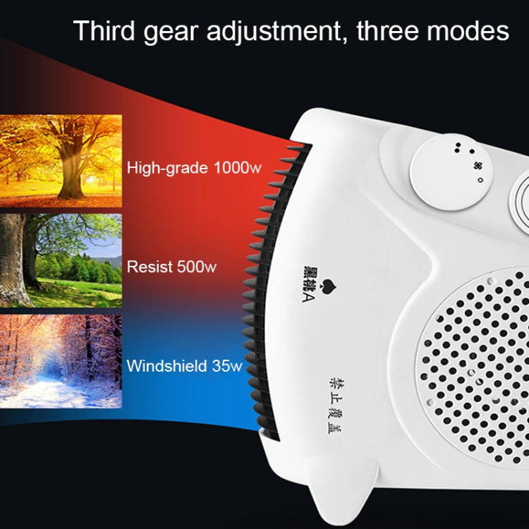 500-1000W Energy-saving Electric Fast Heating Warm Hand Small Air Conditioner Fan Heater with Three Gear for Office, Home, AC 220V US Plug