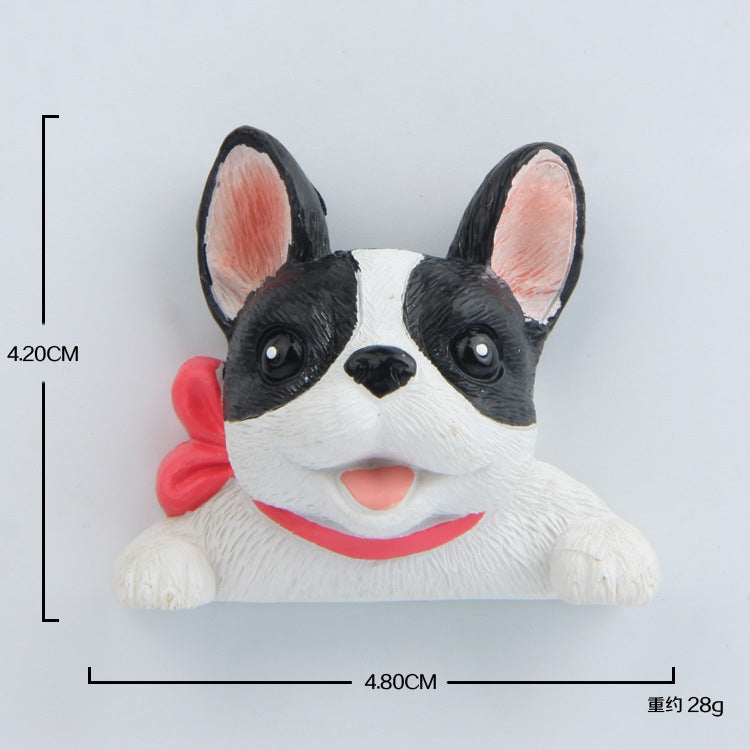 2 PCS Home Decoration Originality French Bulldog Tie 3D Fridge Paste, NO Magnetic