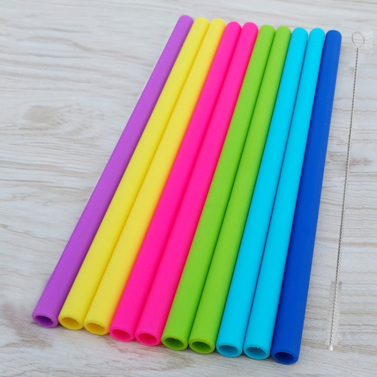 20 PCS Food Grade Silicone Straws Cartoon Colorful Drink Tools with 1 Brush, Straight Pipe, Length: 25cm, Outer Diameter: 11mm, Inner Diameter: 9mm, Random Color Delivery