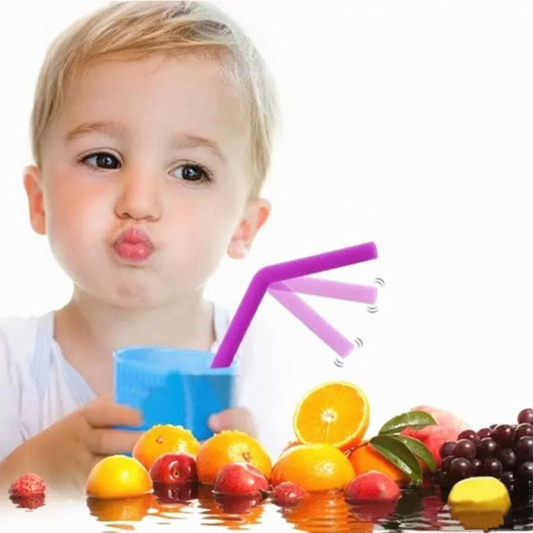 5 PCS Food Grade Silicone Straws Cartoon Colorful Drink Tools with 1 Brush, Crude Bend Pipe, Length: 25cm, Outer Diameter: 11mm, Inner Diameter: 9mm, Random Color Delivery