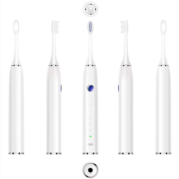QYG Q1-W IPX7 Waterproof 5 Modes Wireless Charging Electric Sonic Toothbrush(White)