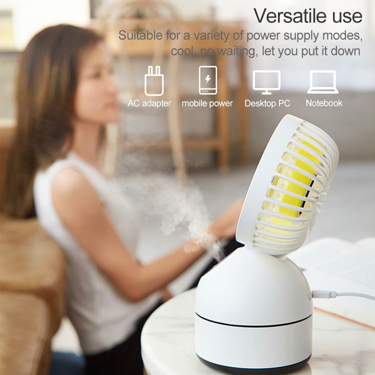 Qiwan Multi-function Portable Mini Spray Moisturizing Humidification USB Desktop Fan with 3 Speed Control (White)